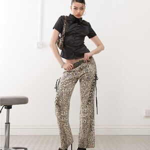 Princess Polly Black Satin Button-Up Top